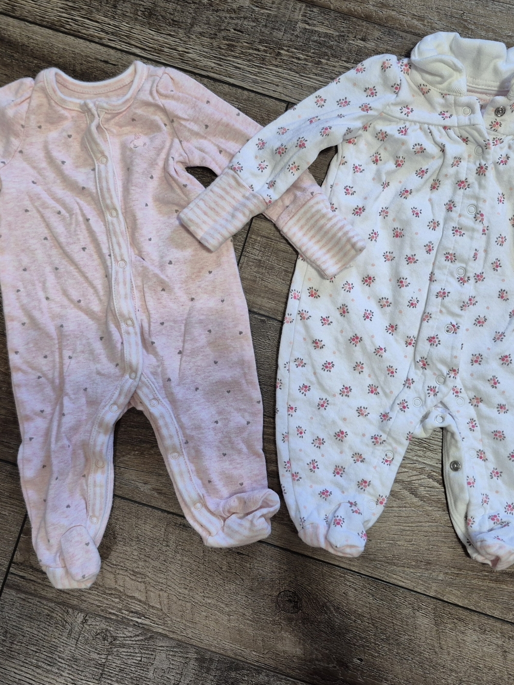 GAP Pink and White Floral Footed One-Pieces